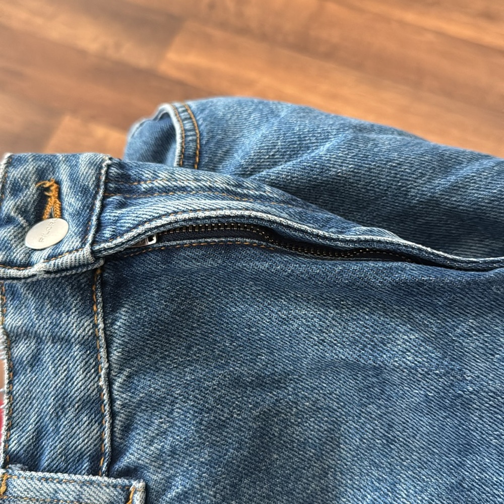 Pilcro Size 10 Denim Midi / Maxi Skirt NWT Anthropologie Front Slit Raw Hem Luxe - Picture 14 of 15